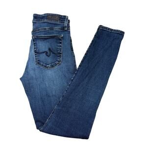 AG Adriano Goldschmied Straight Leg Jeans Button Fly Dark Wash 25